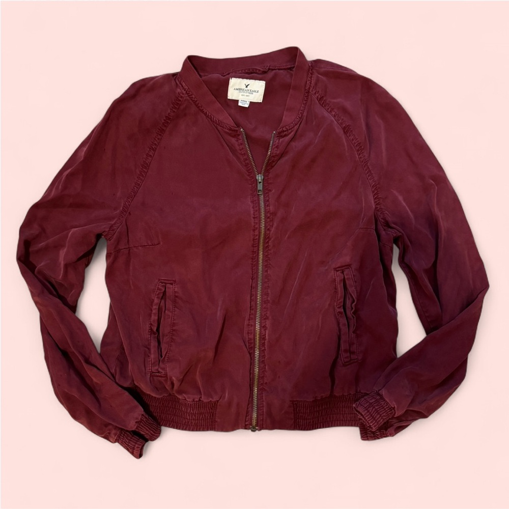 American Eagle Burgundy Bomber Jacket